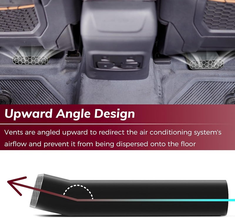 Zelvoro Under Seat Vent Deflectors Rear Floor AC Vent Extenders for Ford F150 2015-2024 Lightning & Raptor, Rear Air Conditioning Vent Directional Deflectors, 2Pcs - Image 5